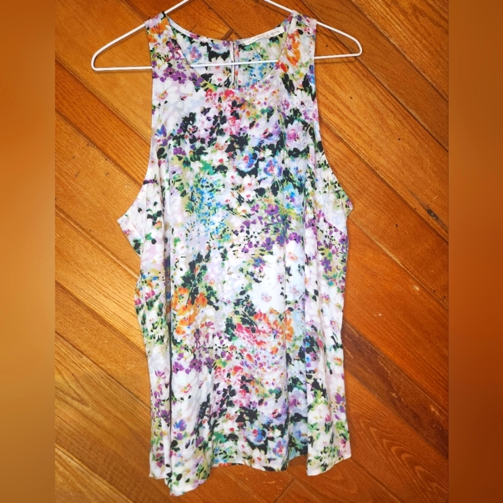 Violet and Claire large floral painting style lightweight summer tank top